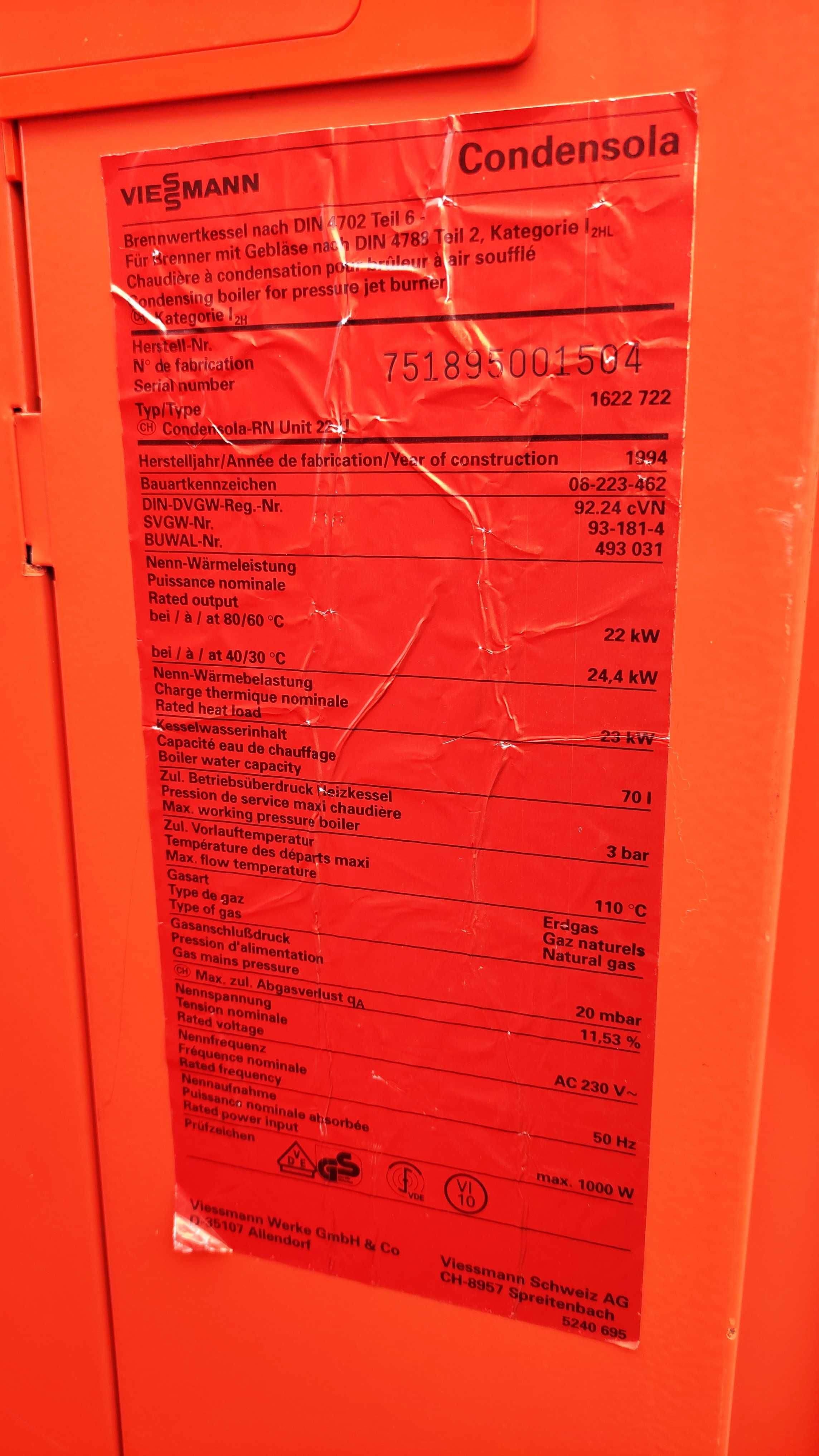 Piec kocioł VIESSMANN 19 / 18 / 24 KW palnik gaz