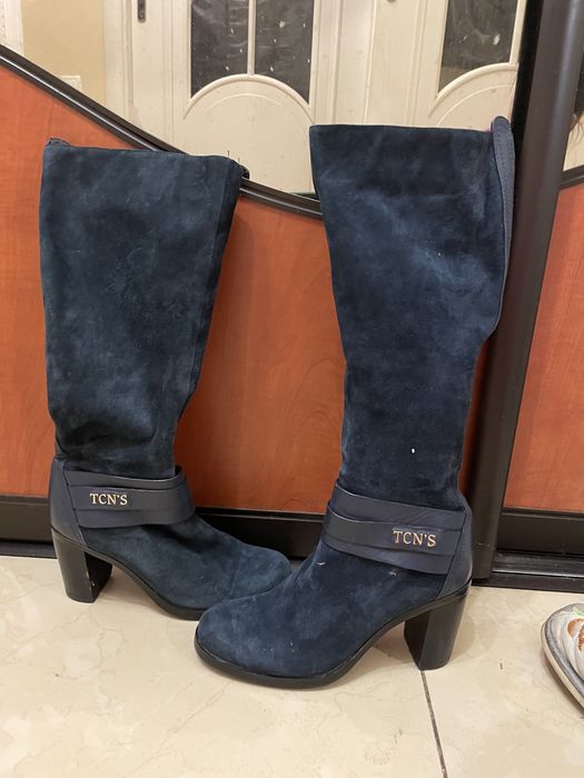 Сапог темно синие натуральный замш размер 38