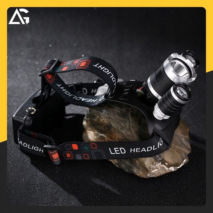 Latarka Czołowa Akumulatorowa Bardzo Mocna 3x Led Czołówka Na Głowę fv