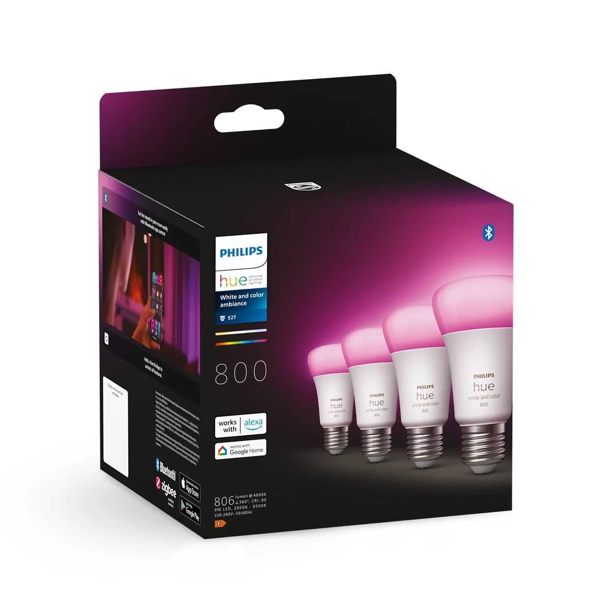 PHILIPS HUE Pack 4 Lâmpadas E27 White & Color