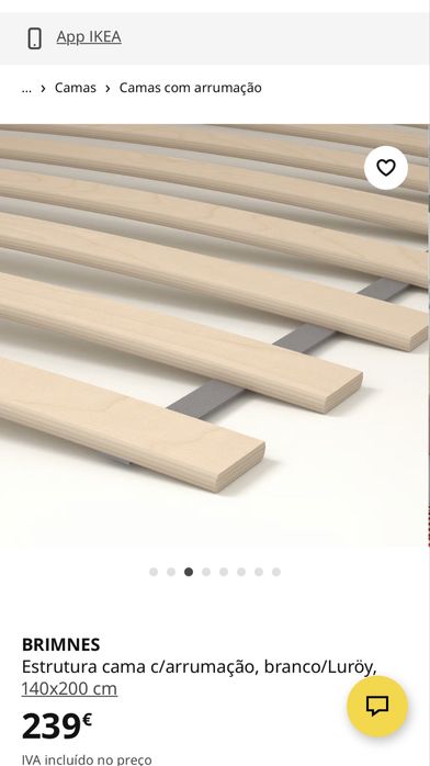 Cama Casal BRIMNES - Ikea,  cama com arrumacao 140 x 200 cm