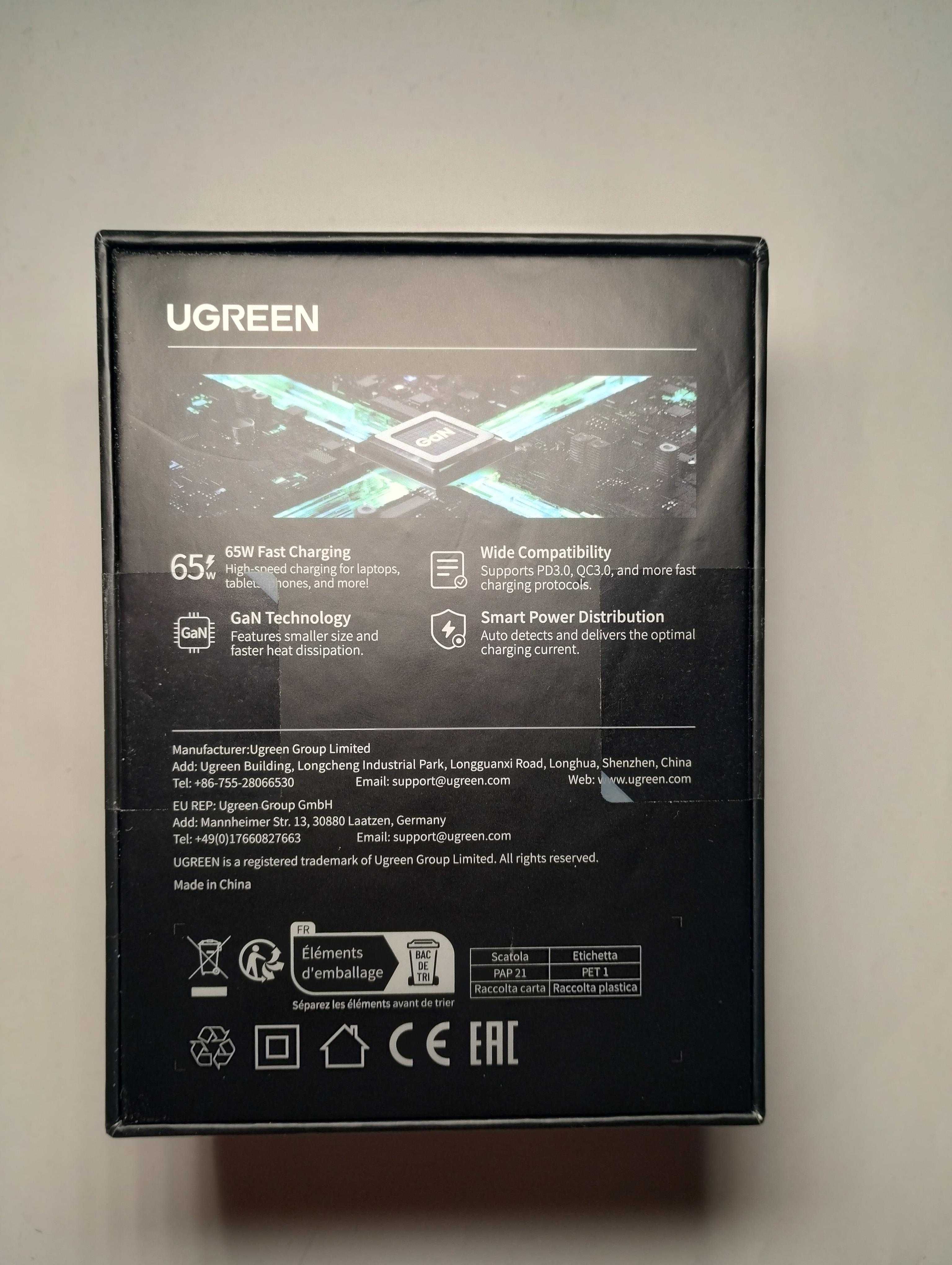 Зарядное устройство Ugreen 65w GaN Robot Nexode Uno Fast Charger Новое