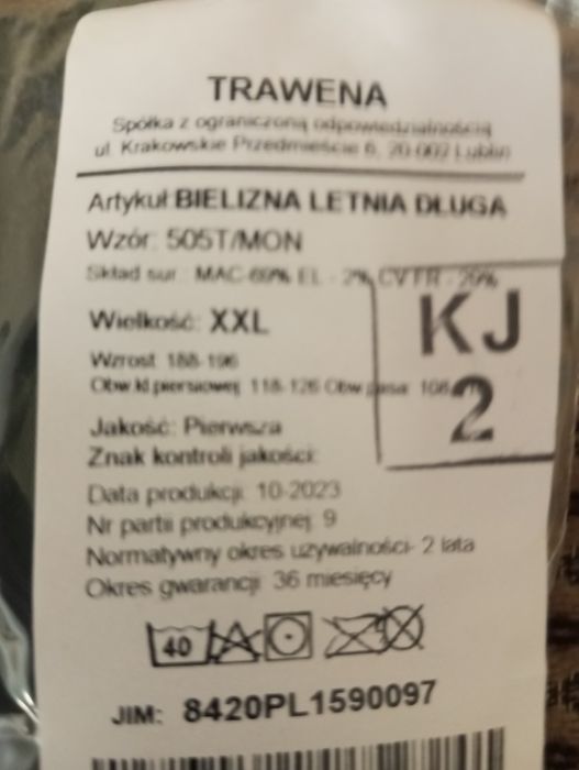 Bielizna wojskowa długa letnia