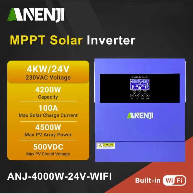 гібридний сонячний інвертор ANENJI 4,2 кВт 24 В ANJ-4000W-24V-WIFI