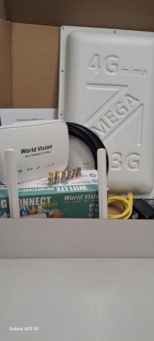 Комплект антена GSM/3G/4G/LTE MEGA MIMO+ роутер WorldVision mini