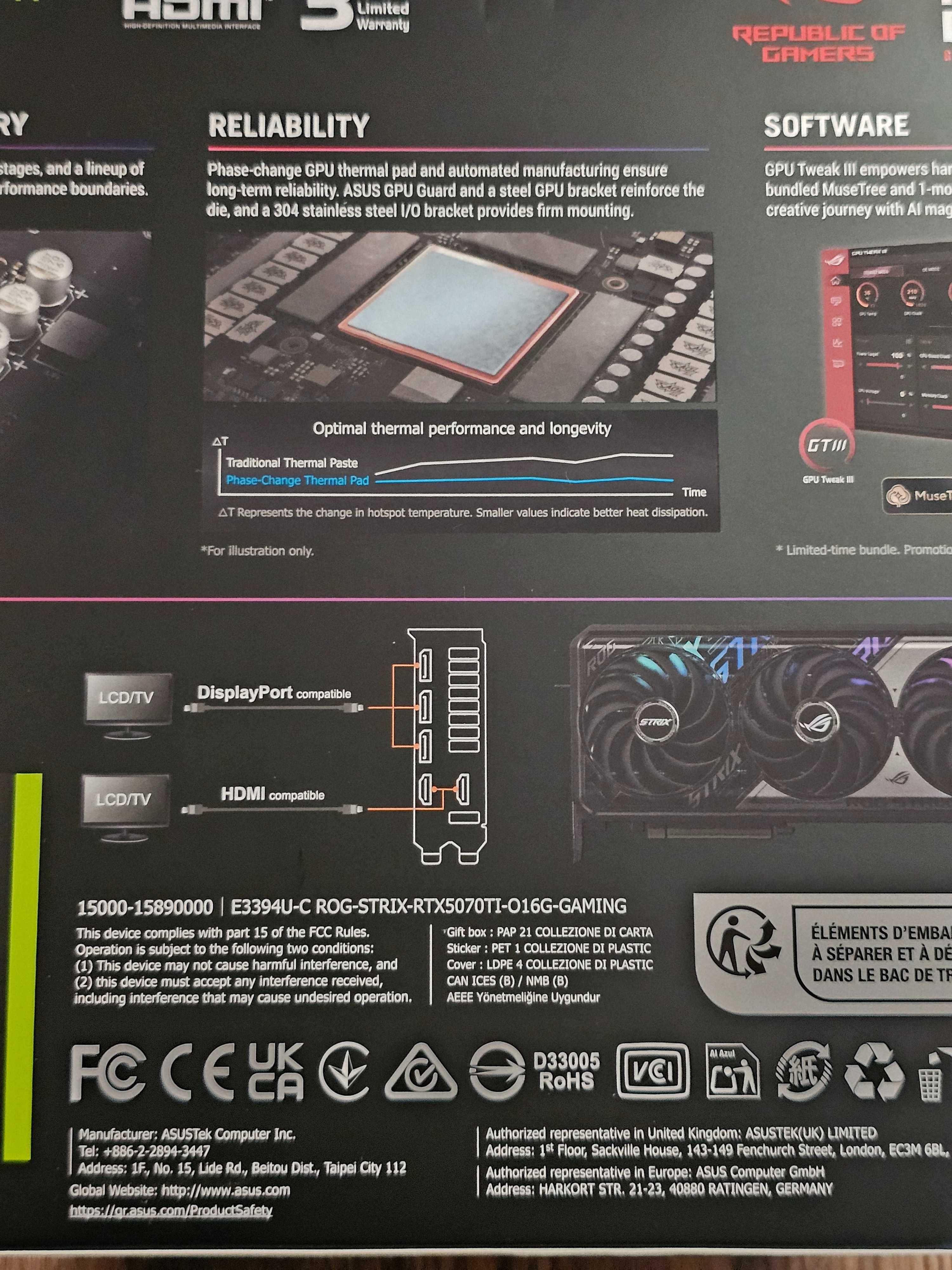 Asus ROG Strix GeForce RTX 5070 Ti OC 16GB GDDR7 DLSS4 90YV0M90M0NA00