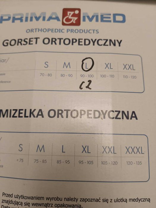 Gorset ortopedyczny dwie szt