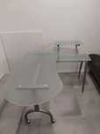 Secretaria/mesa de vidro com estrutura de metal rotativa (3 posições)