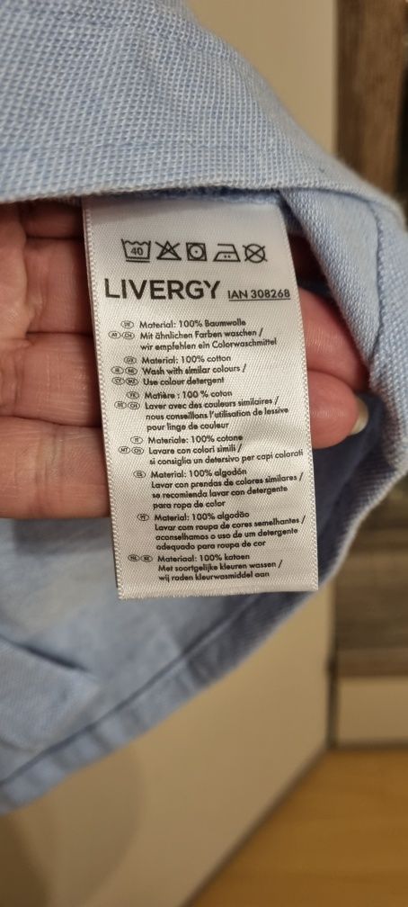 Błękitna bawełniana męska koszula grubasza tkanina  rozmiar M Livergy