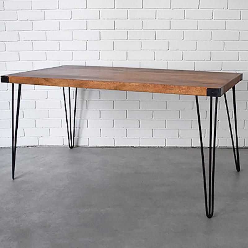 Dębowe biurko / stół z metalowymi nogami hairpin w stylu loftowym