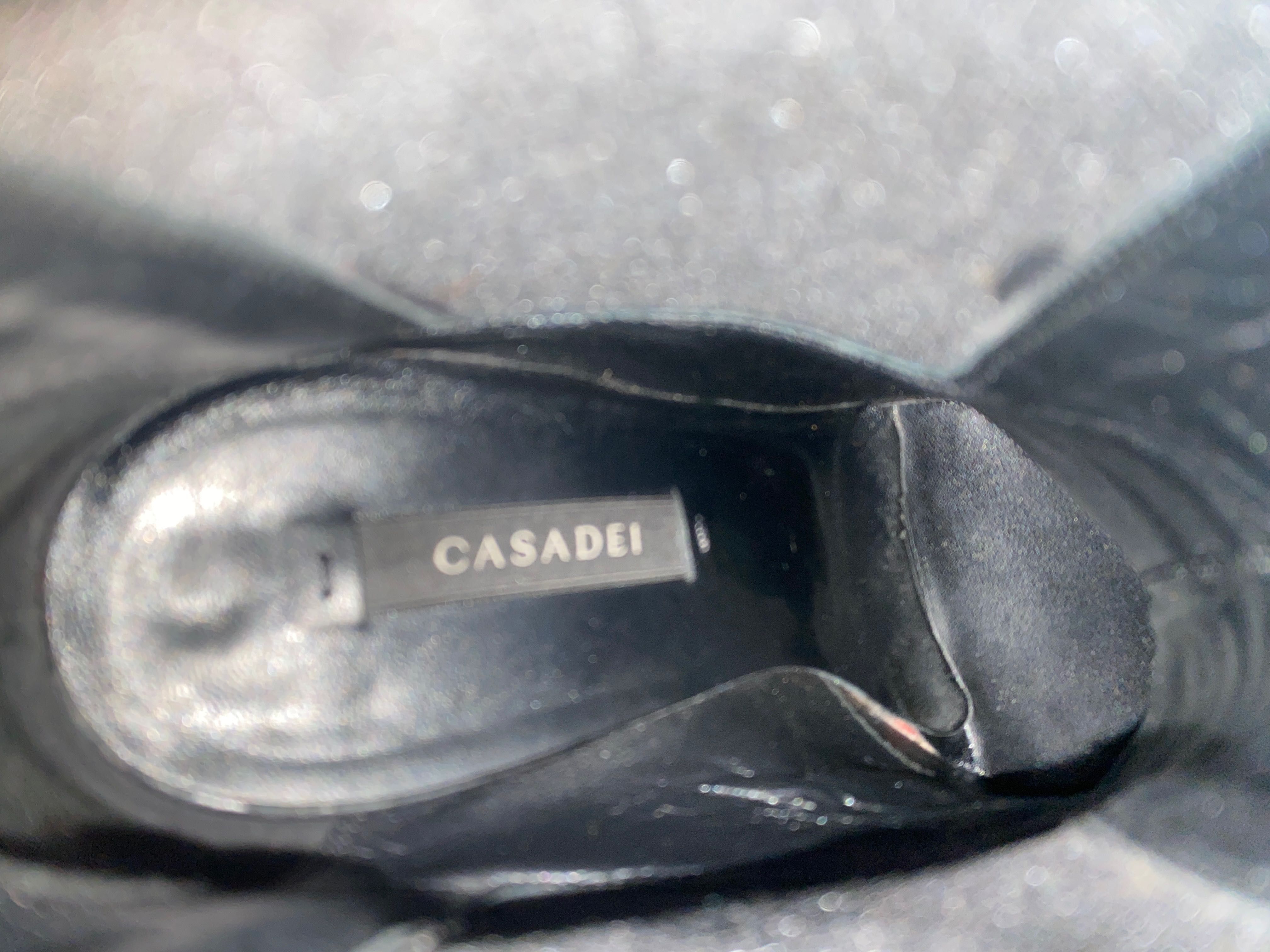 Czarne klasyczne botki szpilka obcas metal czubek glamour Casadei 37
