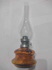 Stara lampa naftowa szklana kolor bursztynowy miodowy PRL