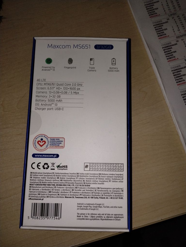 Smartfon MS651 pamięć RAM 3 GV NOWY!