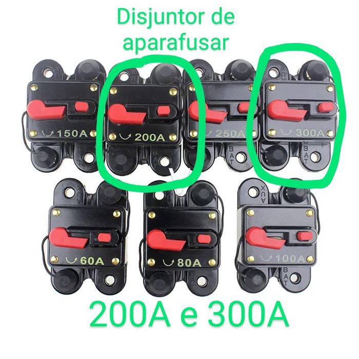 Disjuntor DC Solar Bateria Proteção Fotovoltaica CC 6A a 300A dijuntor