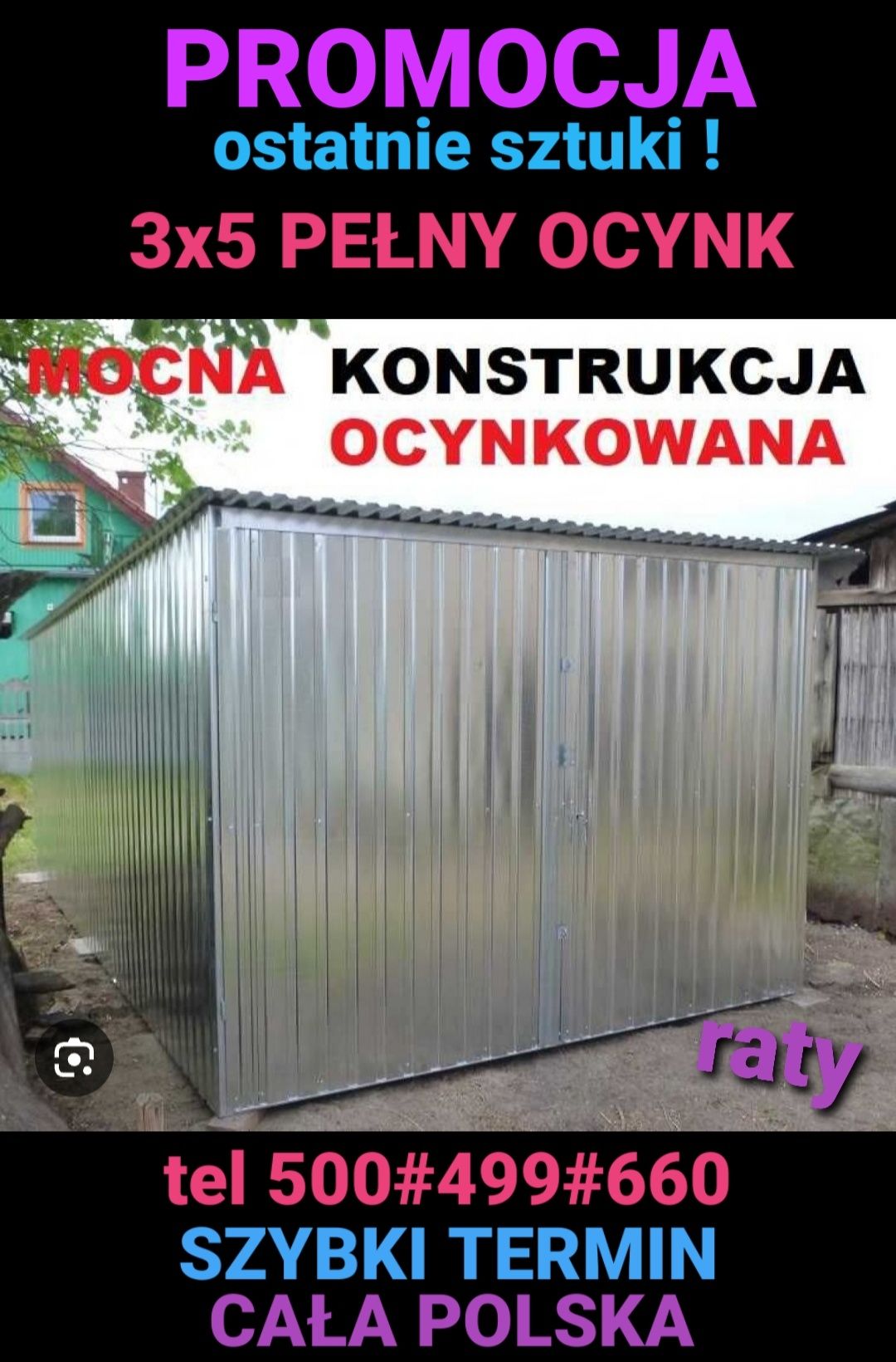 Garaż blaszany 3x5 PEŁNY OCYNK! Mocny! GARAŻE CAŁY KRAJ szybki termin