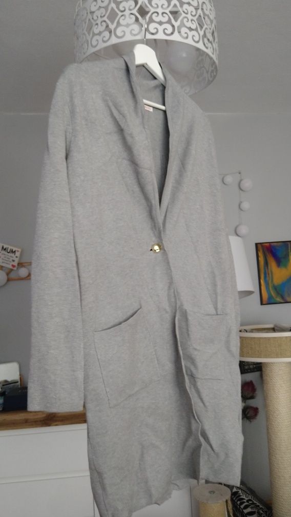 Sweter płaszcz Camaieu nowy M/L święta szary długi zara ciepły