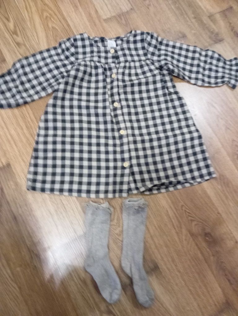 Sukienka dla dziewczynki+podkolanówki H&M r.80