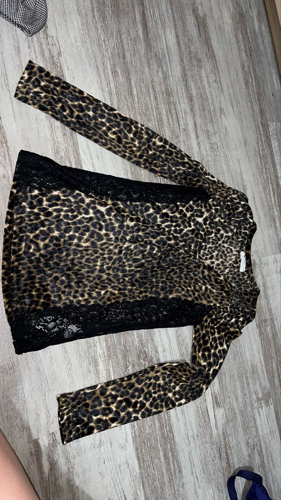 bluzka panterka z koronką xs 34 ralph lauren