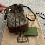 Gucci Ophidia Bucket Bag GG Supreme Mini BeigeEbony