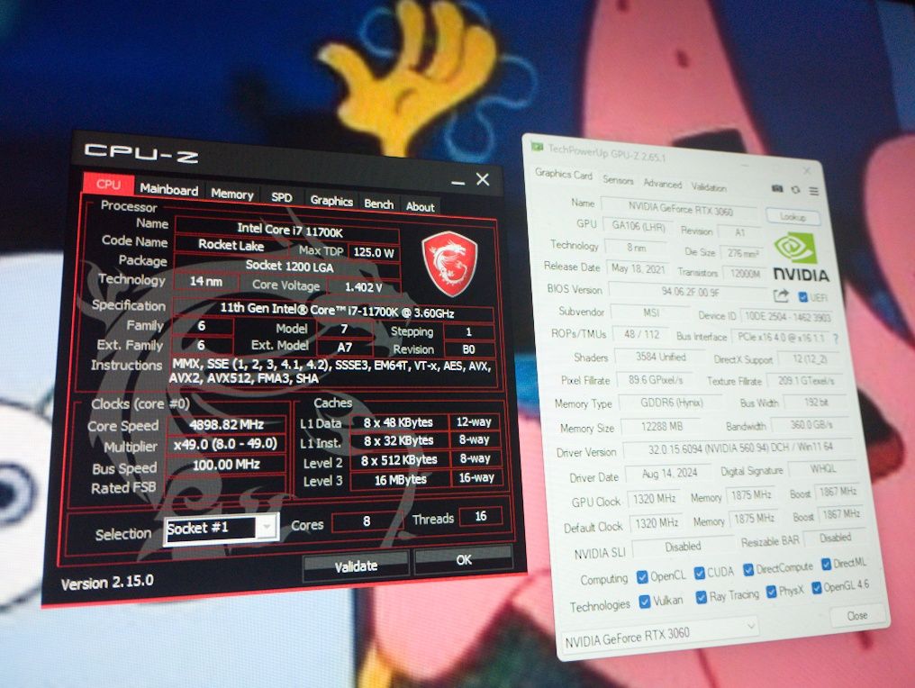 Komputer Gamingowy - I7 11700K, RTX 3060 MSI, 32GB RAM, 1 TB SSD