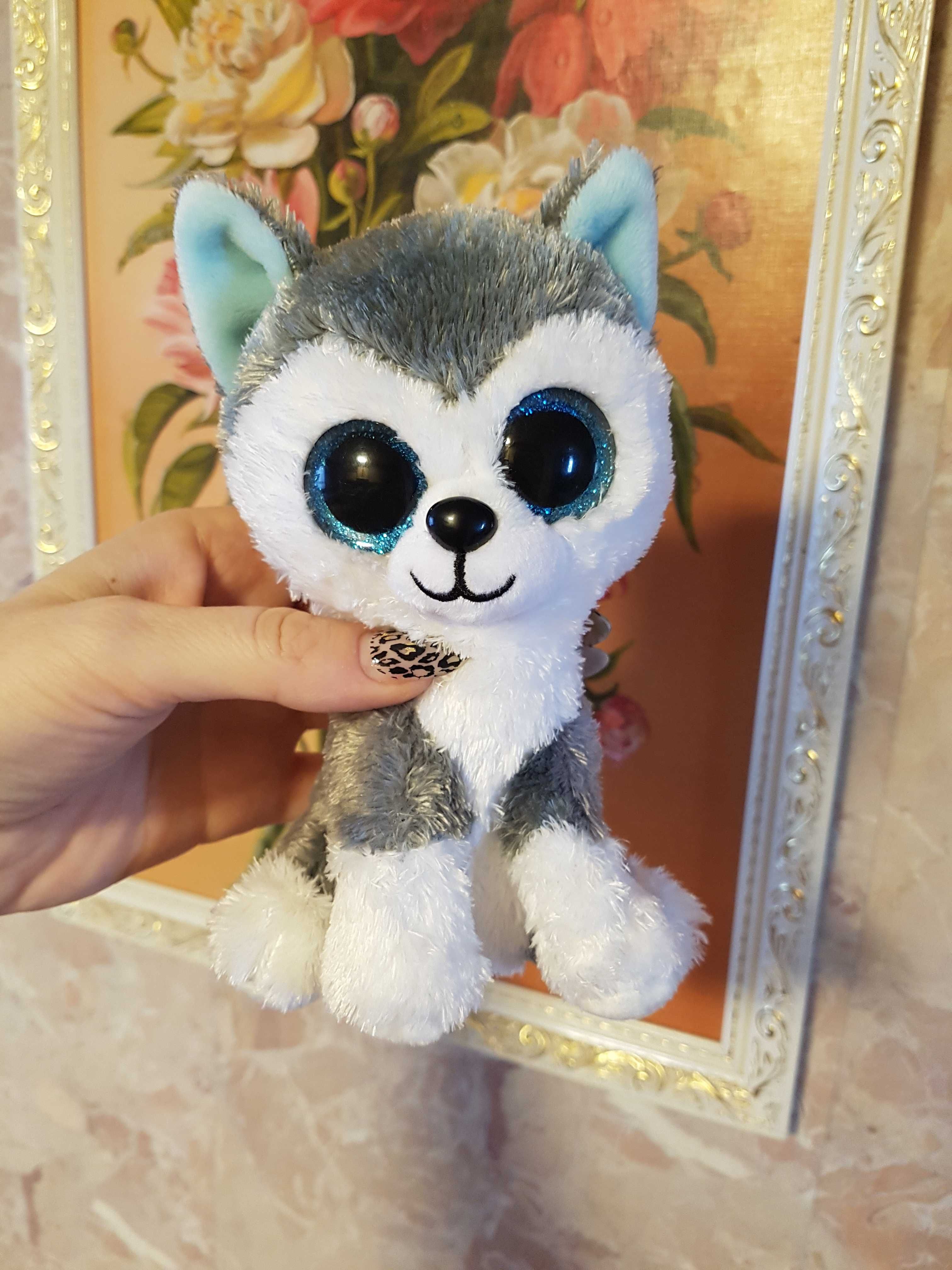 TY Beanie Boos глазастик собака хаски, волк 15 см