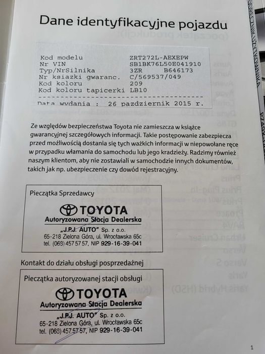 Toyota Avensis 2015r. 2.0 Benzyna. 152Km. Automat