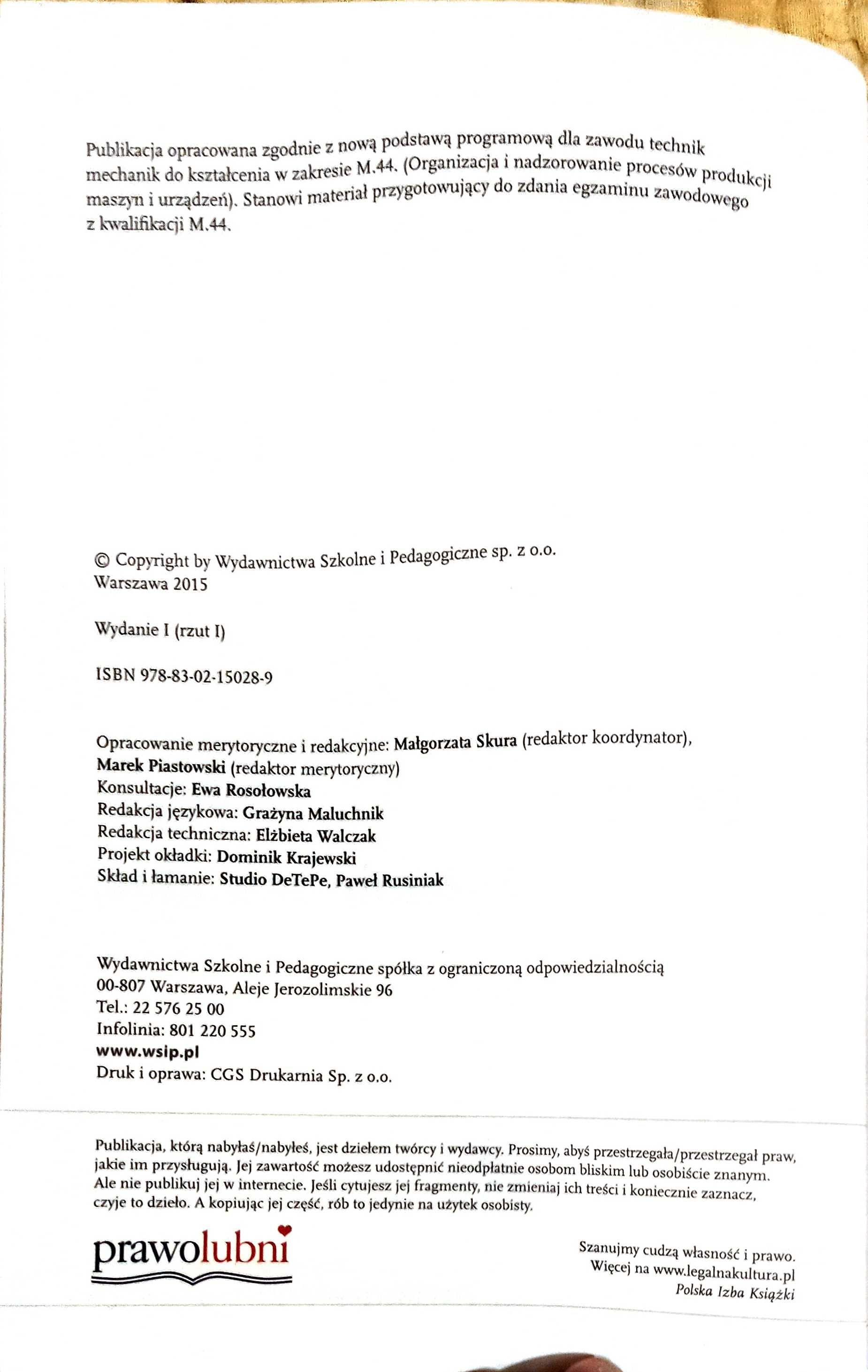 M.44 - Testy i zadania praktyczne. Egzamin zawodowy. Technik mechanik.