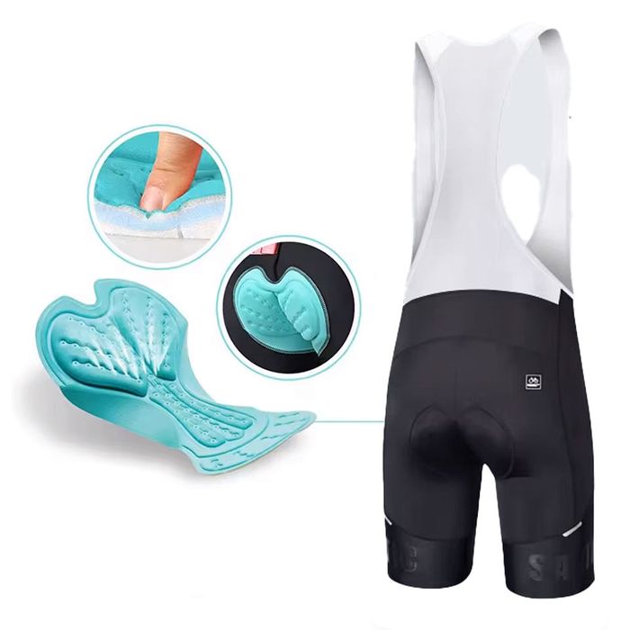 Spodenki krótkie z szelkami Santic rowerowe kolarskie czarno-białe M