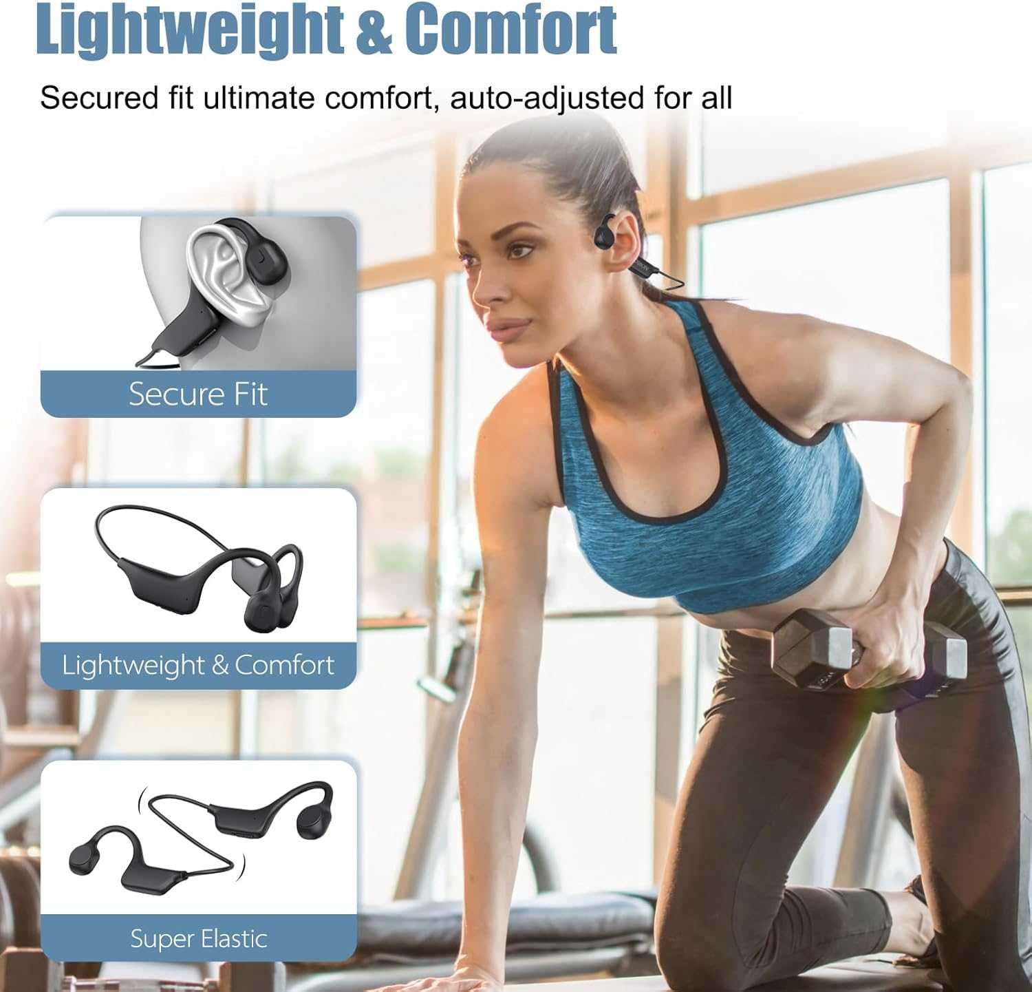 Słuchawki, bezprzewodowe, Bluetooth, do fitnessu, biegania