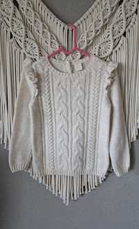 H&M beżowy sweter z falbankami R 104/110