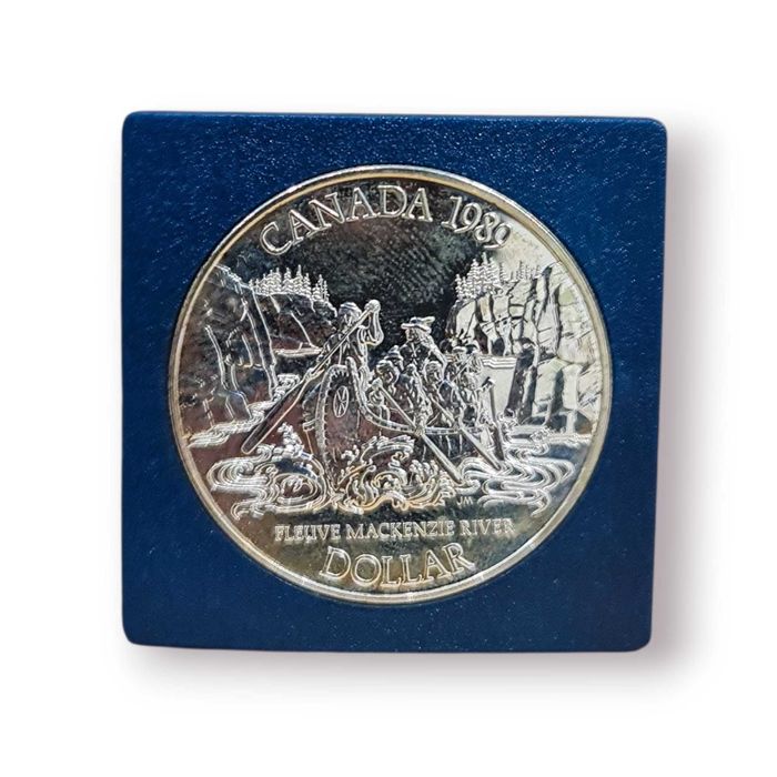 Moeda Canadá 1989 – “Fleuve Mackenzie River” – 1 Dollar Prata 0.500