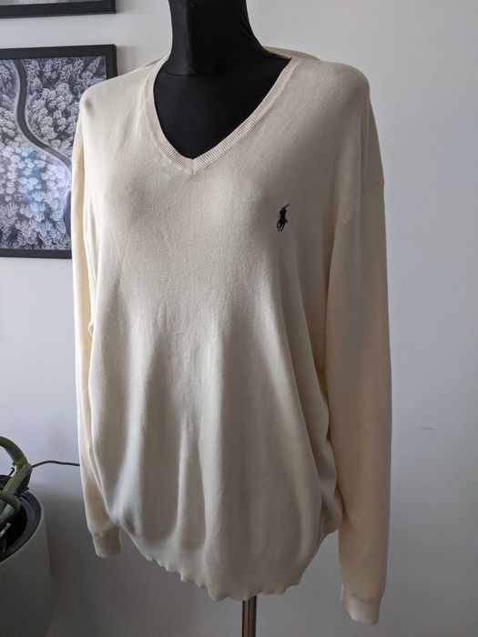 Sweter męski XXL dekolt V Ralph Lauren bawełna jNowy