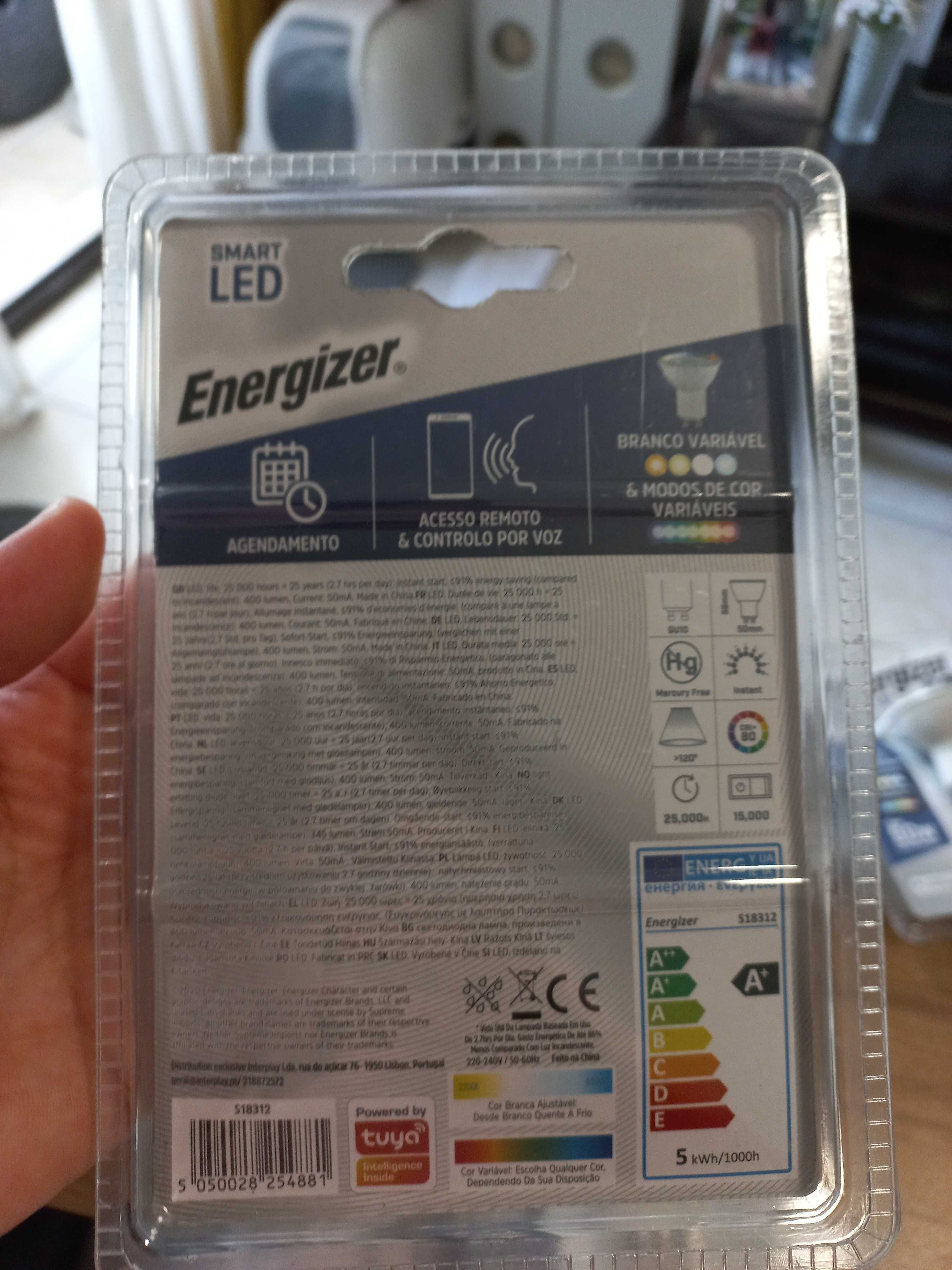 Fichas e lampadas  led inteligentes Energizer  (ligação ao tlm)