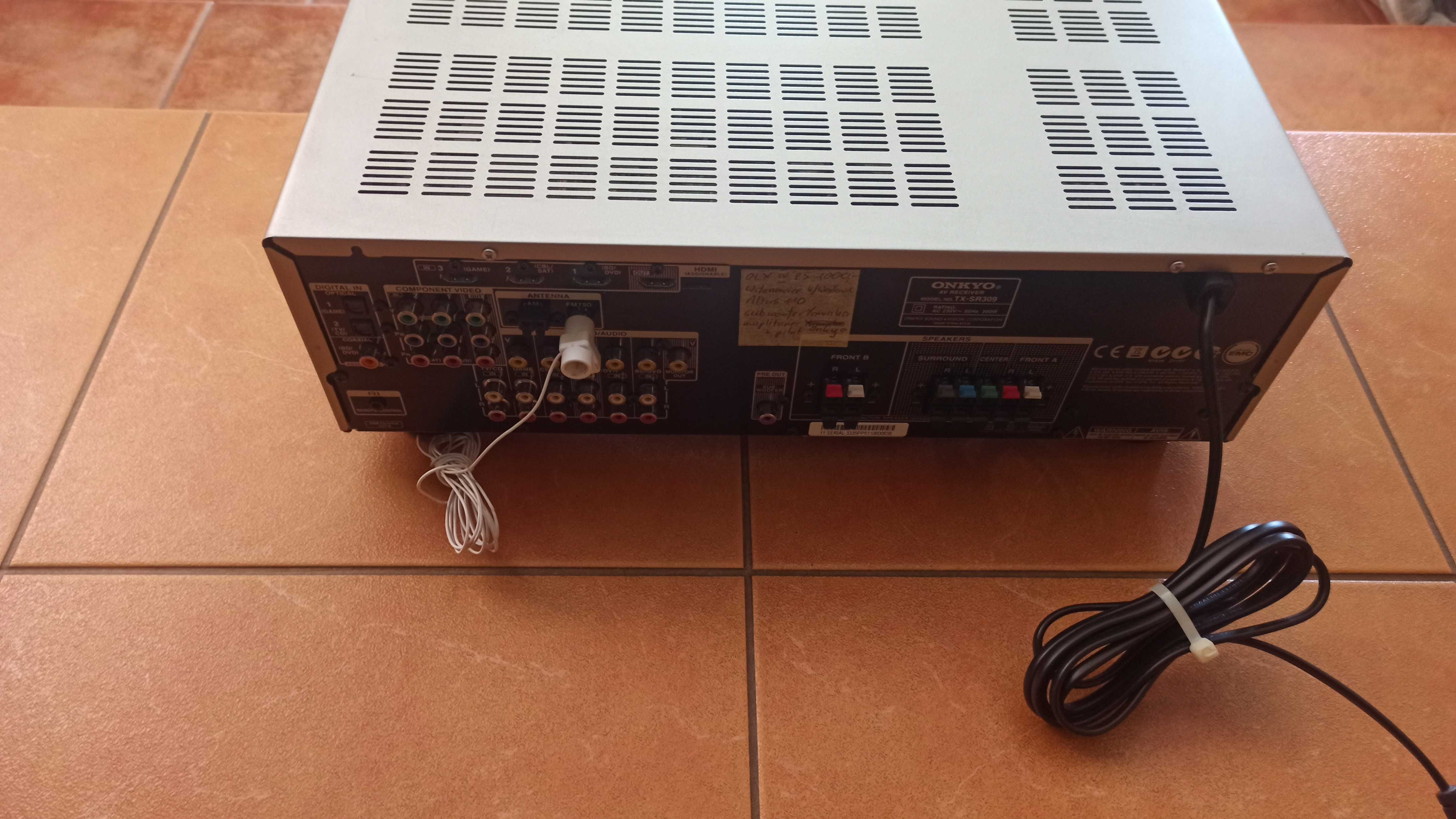 Amplituner Onkyo TX SR 309 ładny stan, wzmacniacz kino domowe USB RDS