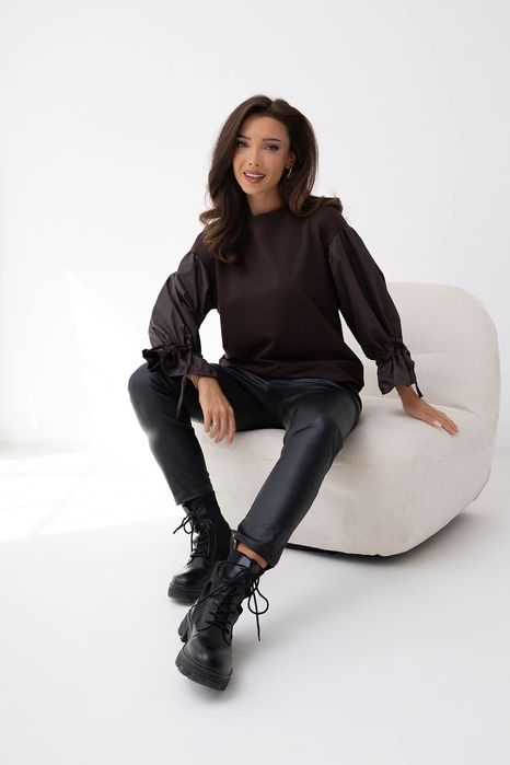 Bluzka damska Magnes Lines bordo, czekolada, beż