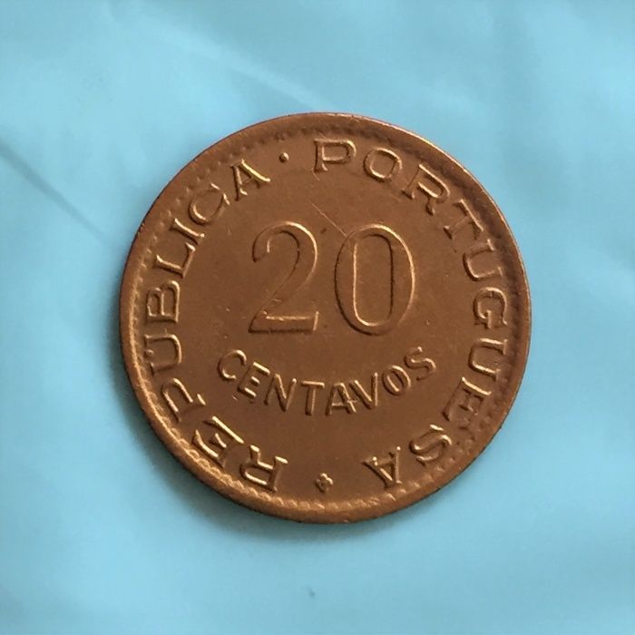 Angola - 20 centavos 1949, bronze, rara em soberba