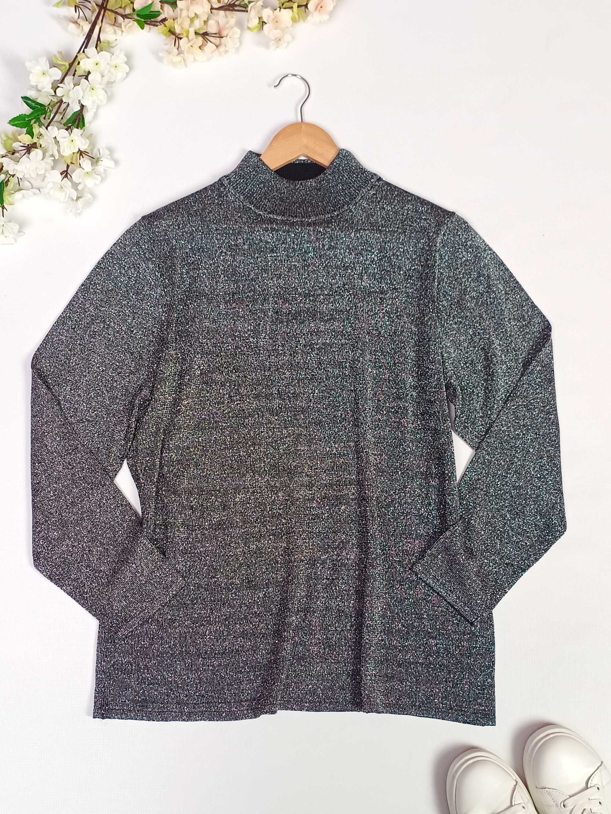Czarna szara bluzka sweter jedwabna damska Studio Pihi 44 XXL 46 3XL