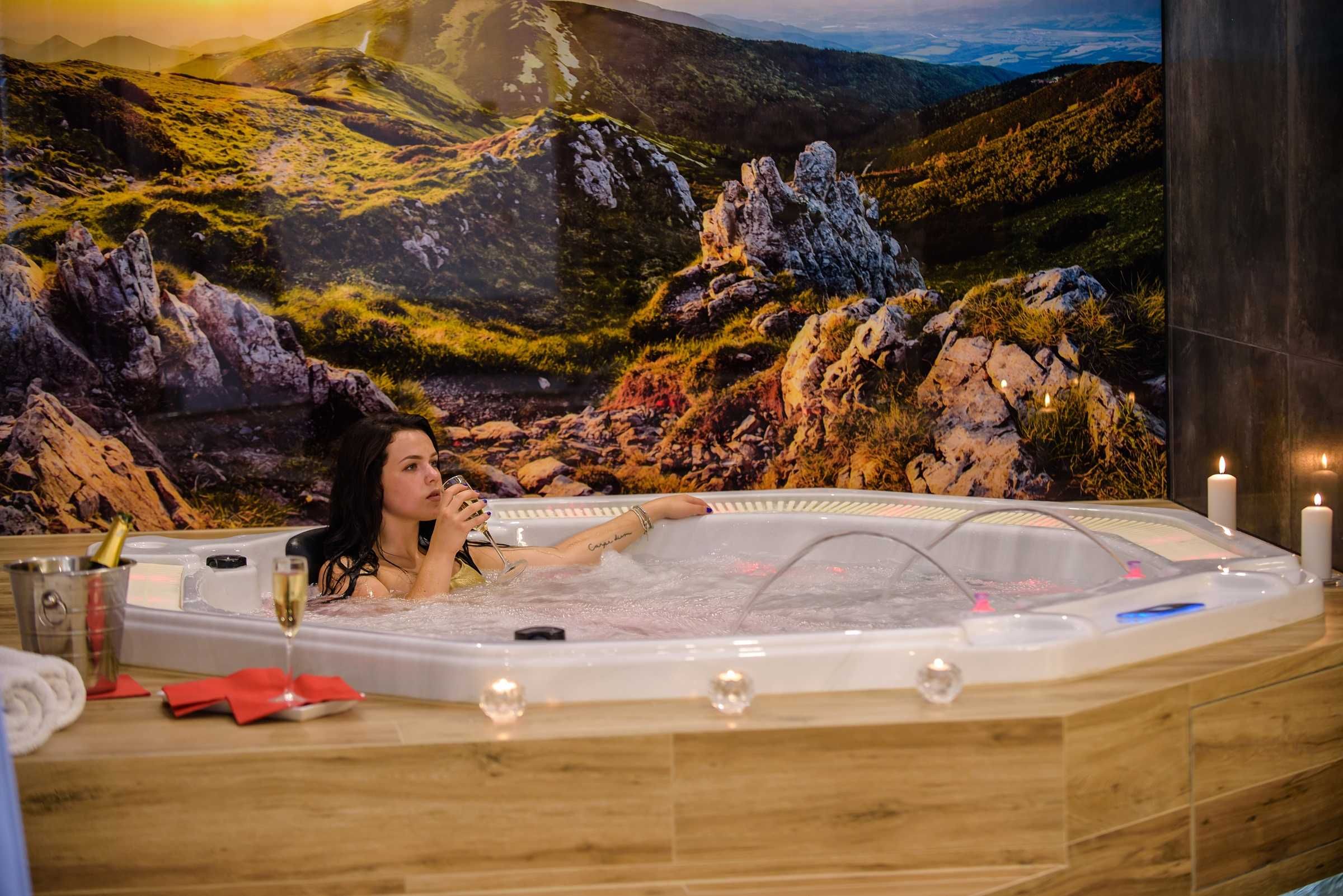 Apartament Górski Spa z jacuzzi i sauną, domek nad jeziorem taras