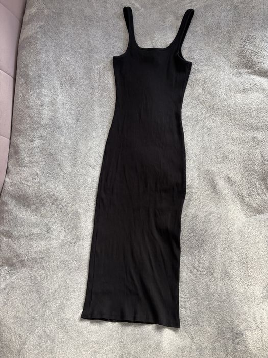 Sukienka bawelniana maxi dluga czarna zwykla basic letnia