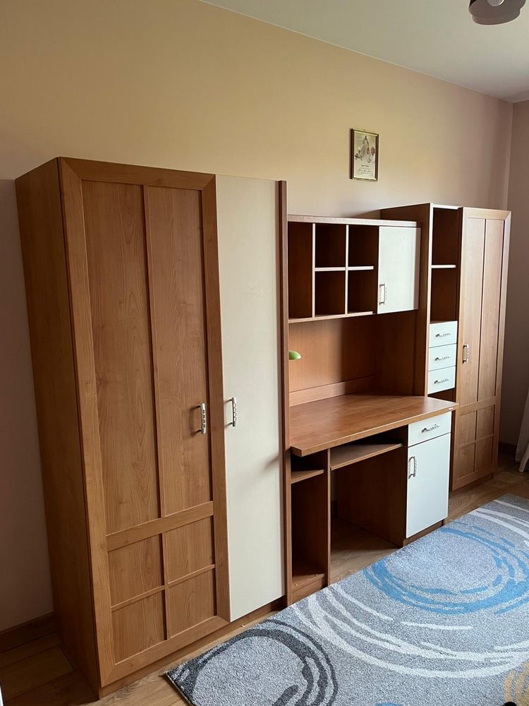 Zestaw mebli, meble do sypialni szafa, biurko szuflady, półka, ragał