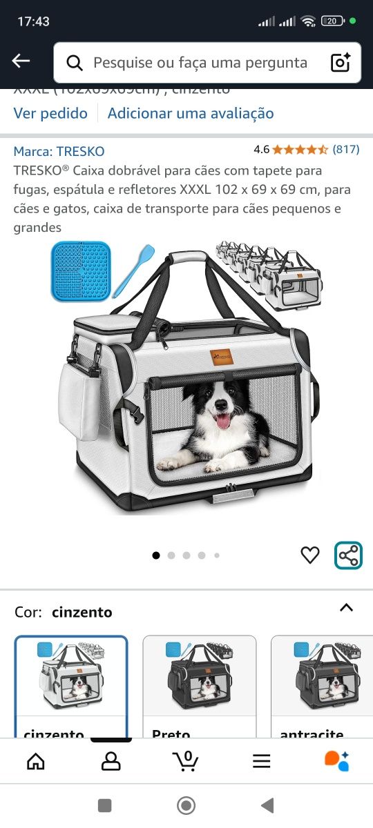 Transportadora cães marca TRESKO XXXL