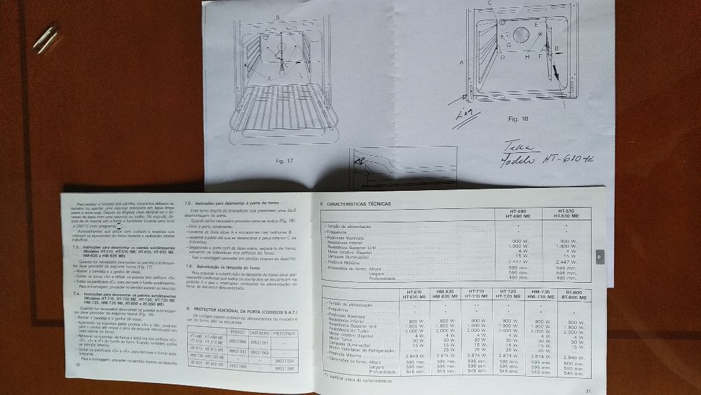 Peças, Forno Teka HT-610 ME, várias peças