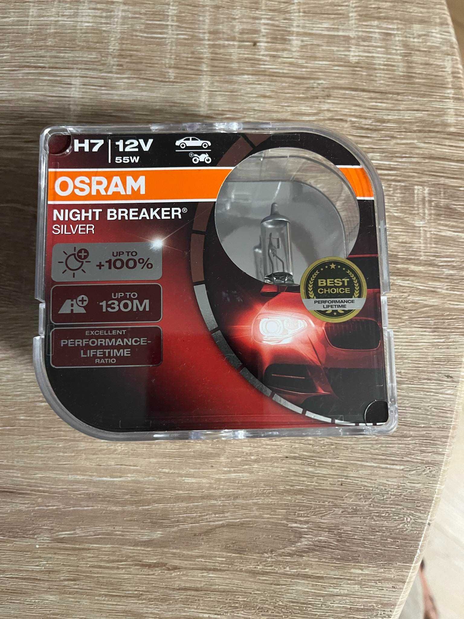 Żarówki OSRAM H7 12V, 55W, night breaker, silver, nowe