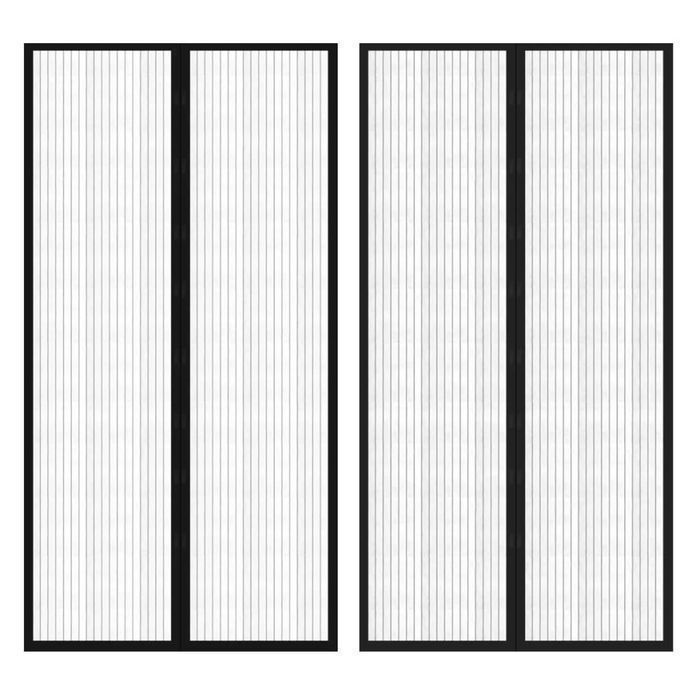 Moskitiery na drzwi, 210 x 100 cm, 2 szt., z magnesem, czarne