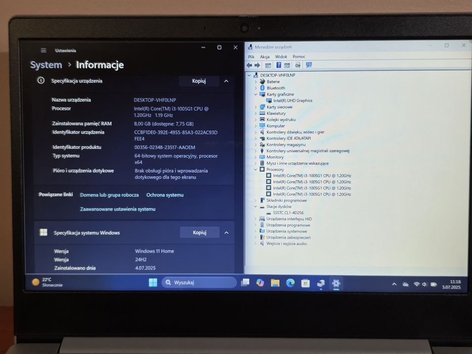 LENOVO IdeaPad 3 14IIL05•™Intel i3 1005G1•RAM 8Gb•SSD 256Gb•Windows 11