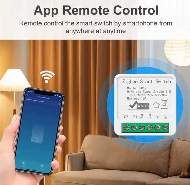 Реле Zigbee 16А, Wi-Fi 16А
