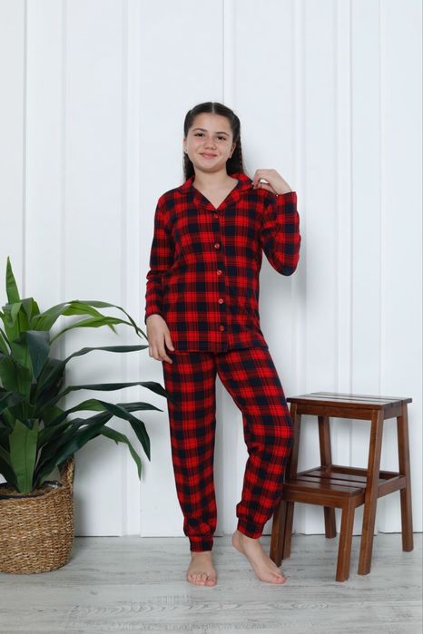 Парні піжами в клітинку family look, фемелі лук