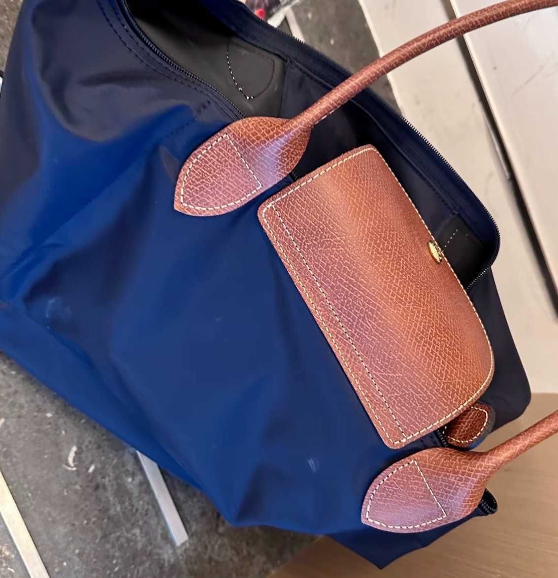 Torba Longchamp Shopper Granatowa Duża Pojemność