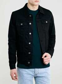 Крута Джинсова куртка Topman Black Stretch Denim Jacket Розмір S