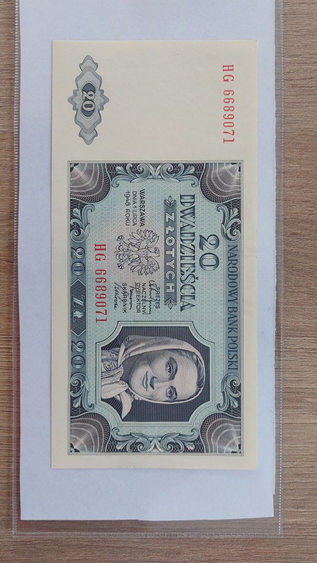 20 zł 1948 piekny banknot okazja bez obiegu